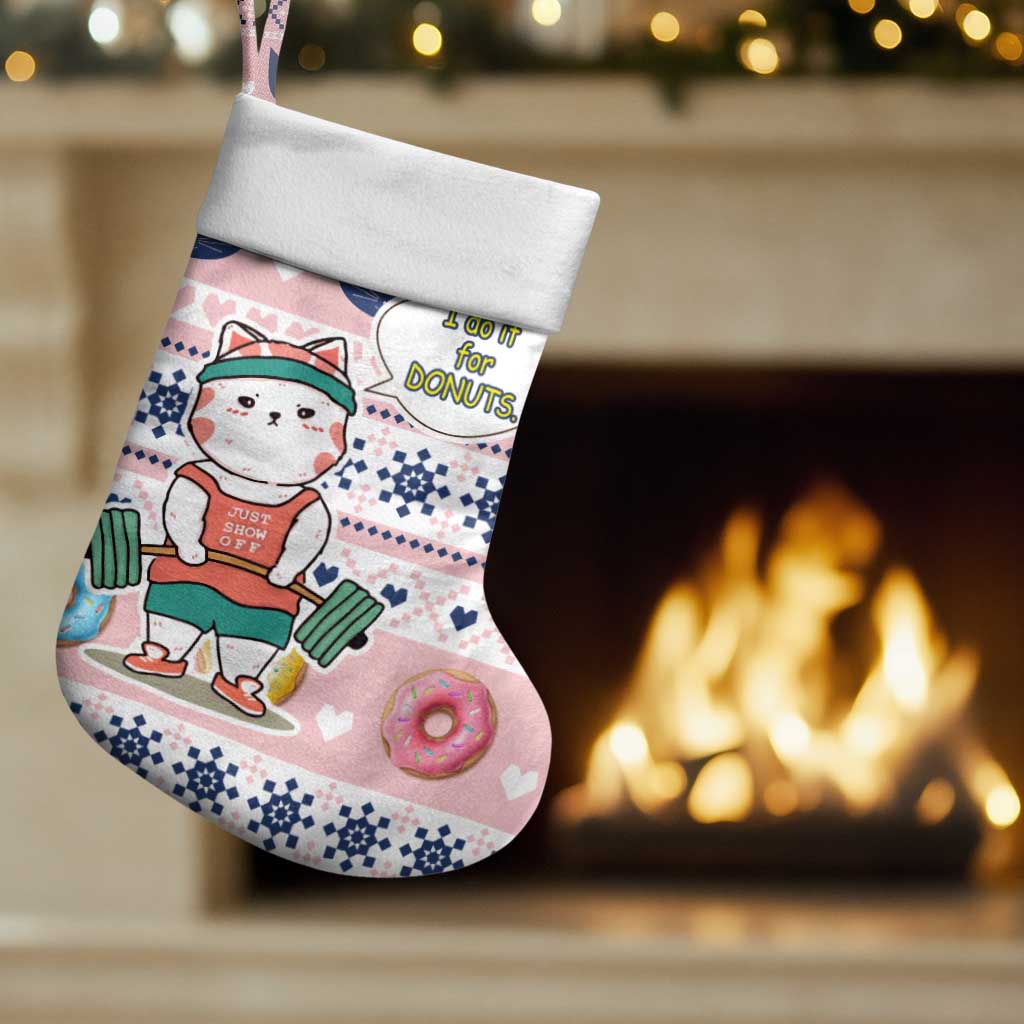 Cat I Do It For Donuts Christmas Stocking Xmas Holiday Patterns - Wonder Print Shop
