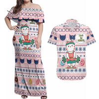 Cat I Do It For Donuts Christmas Couples Matching Off Shoulder Maxi Dress and Hawaiian Shirt Xmas Holiday Patterns - Wonder Print Shop
