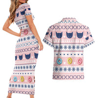 Cat I Do It For Donuts Christmas Couples Matching Short Sleeve Bodycon Dress and Hawaiian Shirt Xmas Holiday Patterns - Wonder Print Shop
