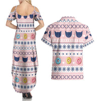Cat I Do It For Donuts Christmas Couples Matching Summer Maxi Dress and Hawaiian Shirt Xmas Holiday Patterns - Wonder Print Shop