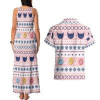 Cat I Do It For Donuts Christmas Couples Matching Tank Maxi Dress and Hawaiian Shirt Xmas Holiday Patterns - Wonder Print Shop
