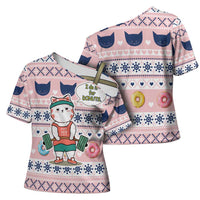 Cat I Do It For Donuts Christmas Cross Shoulder Shirt Xmas Holiday Patterns - Wonder Print Shop