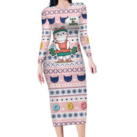 Cat I Do It For Donuts Christmas Family Matching Long Sleeve Bodycon Dress and Hawaiian Shirt Xmas Holiday Patterns - Wonder Print Shop