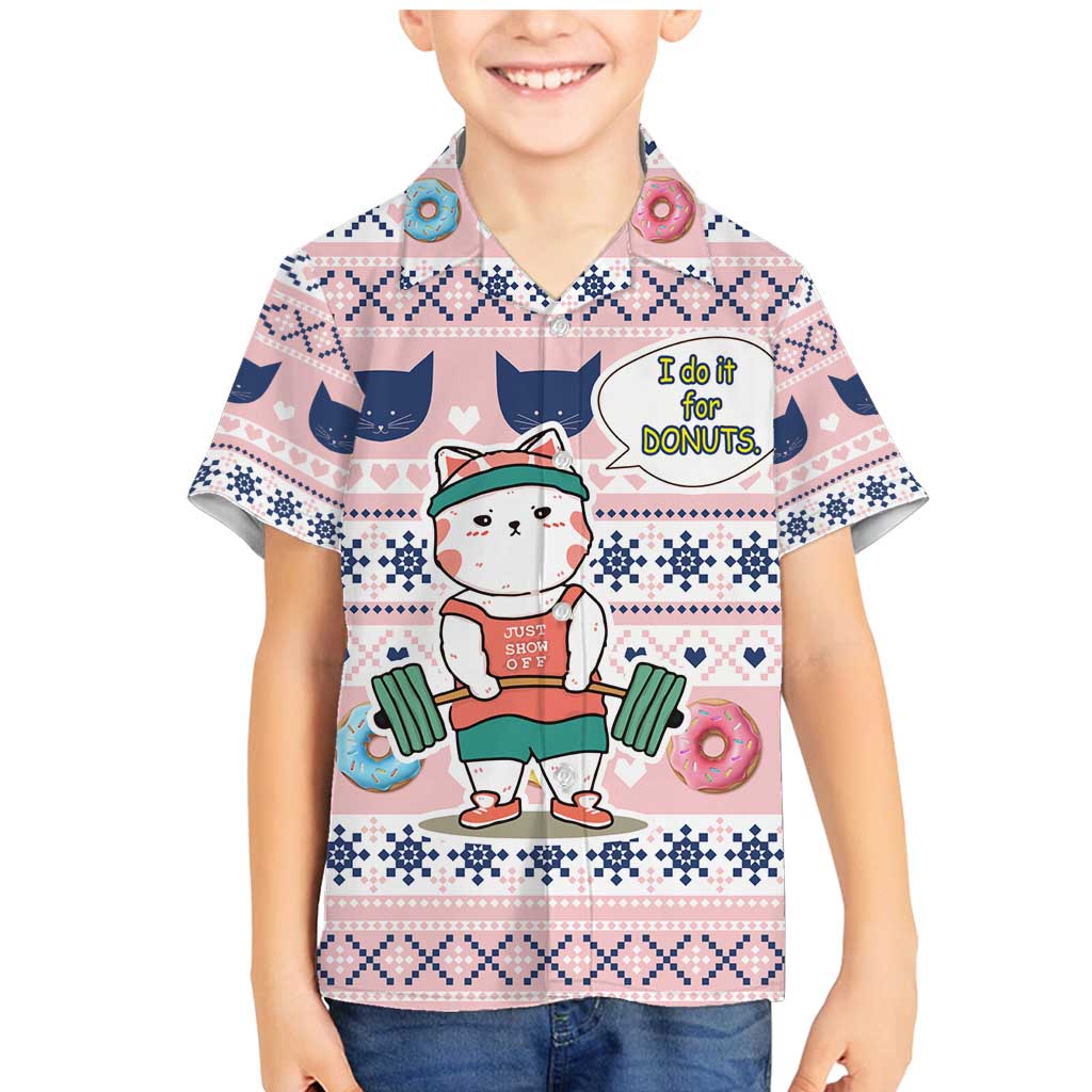 Cat I Do It For Donuts Christmas Family Matching Mermaid Dress and Hawaiian Shirt Xmas Holiday Patterns - Wonder Print Shop
