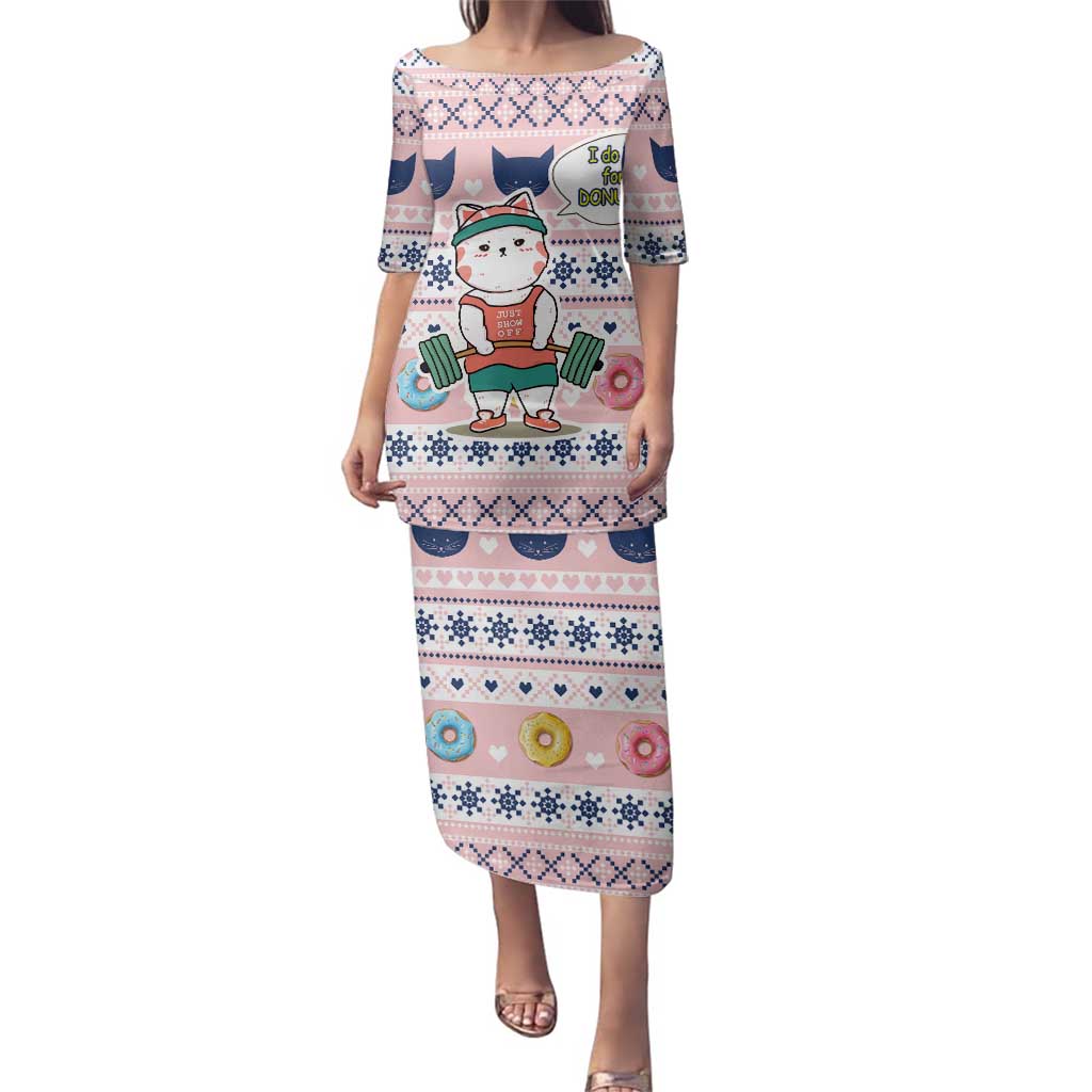 Cat I Do It For Donuts Christmas Family Matching Puletasi and Hawaiian Shirt Xmas Holiday Patterns - Wonder Print Shop