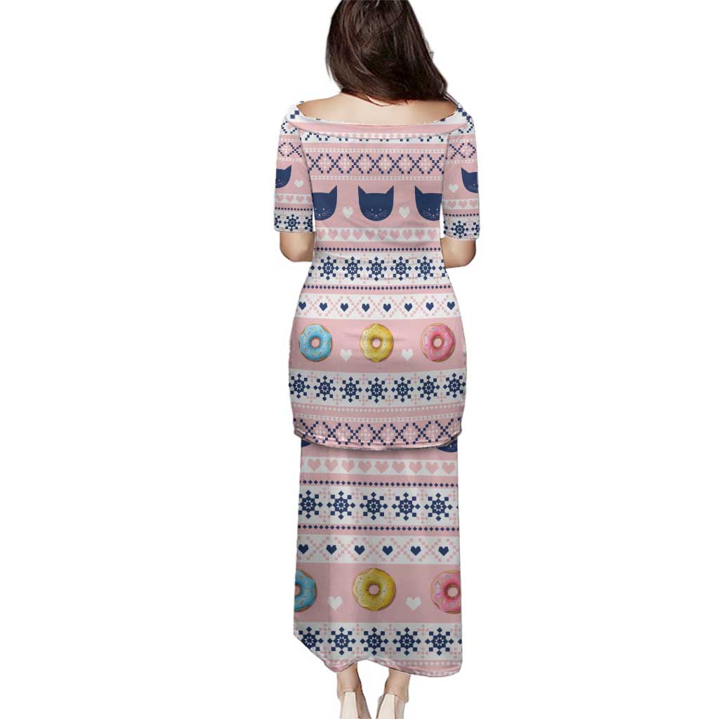 Cat I Do It For Donuts Christmas Family Matching Puletasi and Hawaiian Shirt Xmas Holiday Patterns - Wonder Print Shop