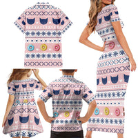 Cat I Do It For Donuts Christmas Family Matching Short Sleeve Bodycon Dress and Hawaiian Shirt Xmas Holiday Patterns - Wonder Print Shop