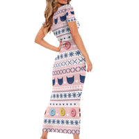 Cat I Do It For Donuts Christmas Family Matching Short Sleeve Bodycon Dress and Hawaiian Shirt Xmas Holiday Patterns - Wonder Print Shop
