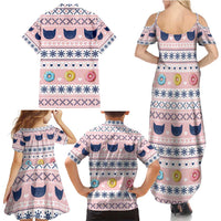 Cat I Do It For Donuts Christmas Family Matching Summer Maxi Dress and Hawaiian Shirt Xmas Holiday Patterns - Wonder Print Shop