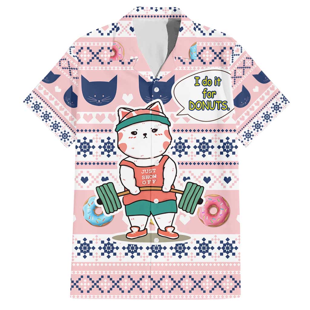 Cat I Do It For Donuts Christmas Hawaiian Shirt Xmas Holiday Patterns - Wonder Print Shop