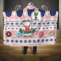 Cat I Do It For Donuts Christmas Hooded Blanket Xmas Holiday Patterns - Wonder Print Shop