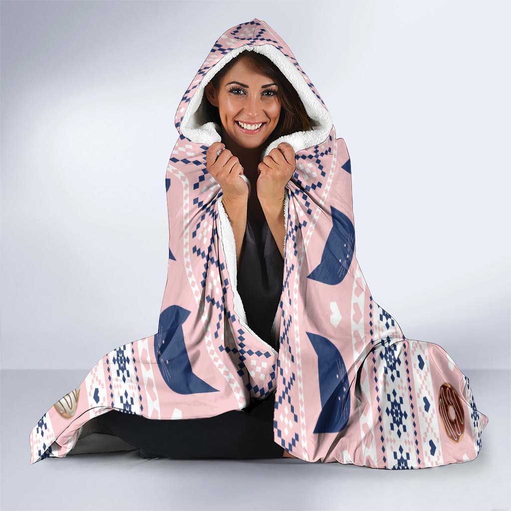 Cat I Do It For Donuts Christmas Hooded Blanket Xmas Holiday Patterns - Wonder Print Shop