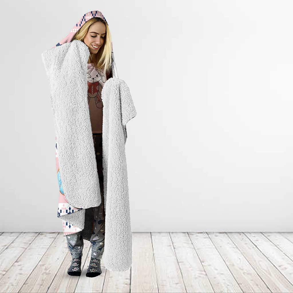 Cat I Do It For Donuts Christmas Hooded Blanket Xmas Holiday Patterns - Wonder Print Shop
