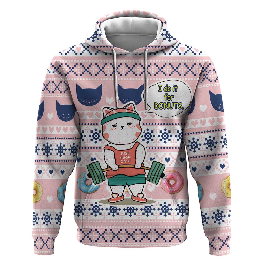 Cat I Do It For Donuts Christmas Hoodie Xmas Holiday Patterns - Wonder Print Shop