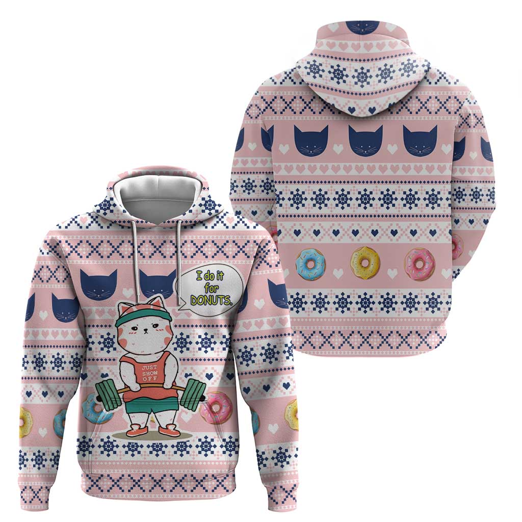 Cat I Do It For Donuts Christmas Hoodie Xmas Holiday Patterns - Wonder Print Shop