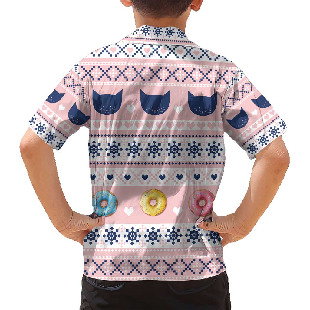 Cat I Do It For Donuts Christmas Kid Hawaiian Shirt Xmas Holiday Patterns - Wonder Print Shop