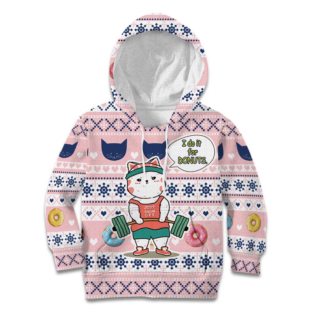 Cat I Do It For Donuts Christmas Kid Hoodie Xmas Holiday Patterns - Wonder Print Shop