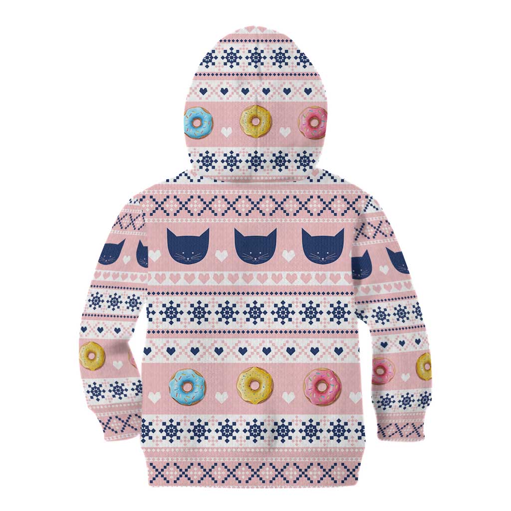 Cat I Do It For Donuts Christmas Kid Hoodie Xmas Holiday Patterns - Wonder Print Shop