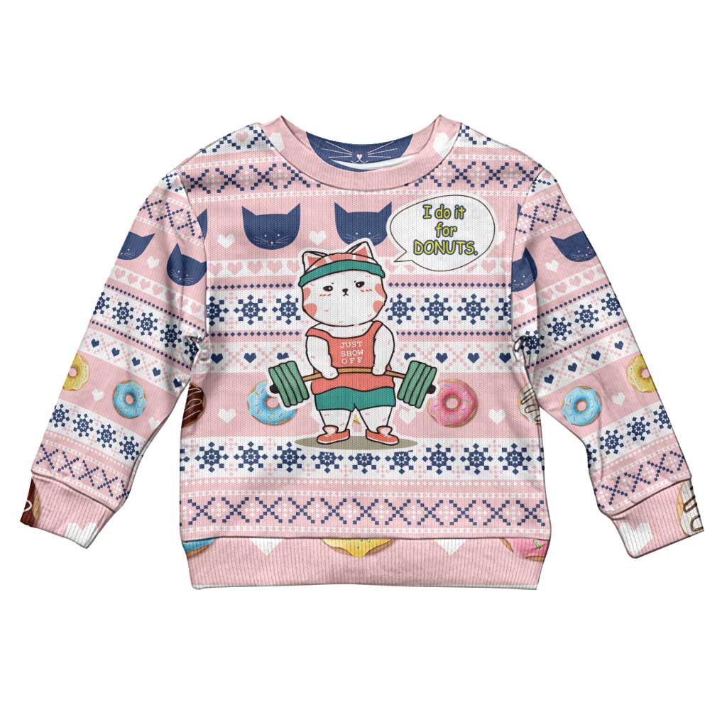 Cat I Do It For Donuts Christmas Kid Ugly Christmas Sweater Xmas Holiday Patterns - Wonder Print Shop
