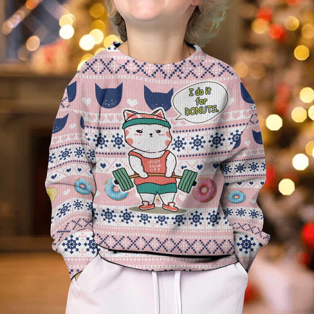 Cat I Do It For Donuts Christmas Kid Ugly Christmas Sweater Xmas Holiday Patterns - Wonder Print Shop