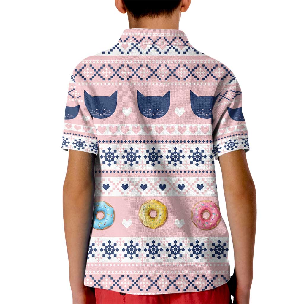 Cat I Do It For Donuts Christmas Kid Polo Shirt Xmas Holiday Patterns - Wonder Print Shop