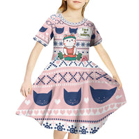 Cat I Do It For Donuts Christmas Kid Short Sleeve Dress Xmas Holiday Patterns - Wonder Print Shop