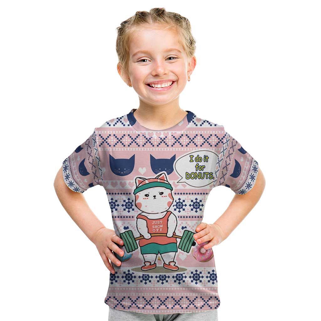 Cat I Do It For Donuts Christmas Kid T Shirt Xmas Holiday Patterns - Wonder Print Shop