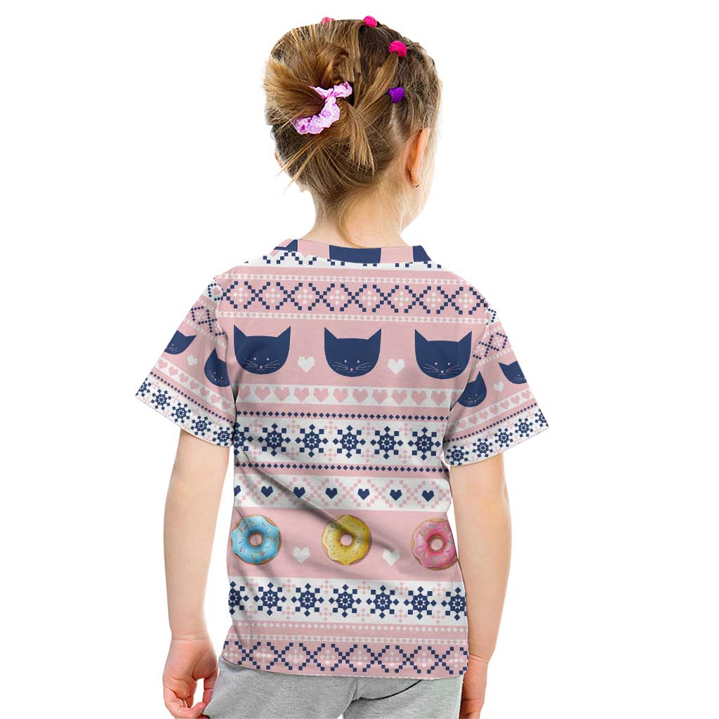 Cat I Do It For Donuts Christmas Kid T Shirt Xmas Holiday Patterns - Wonder Print Shop