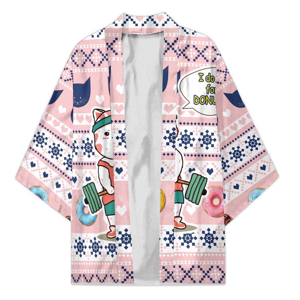 Cat I Do It For Donuts Christmas Kimono Xmas Holiday Patterns - Wonder Print Shop