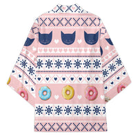 Cat I Do It For Donuts Christmas Kimono Xmas Holiday Patterns - Wonder Print Shop