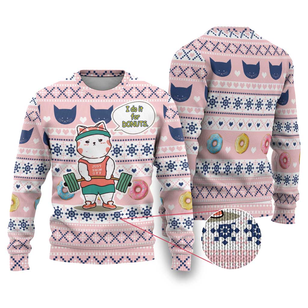 Cat I Do It For Donuts Christmas Ugly Christmas Sweater Xmas Holiday Patterns - Wonder Print Shop