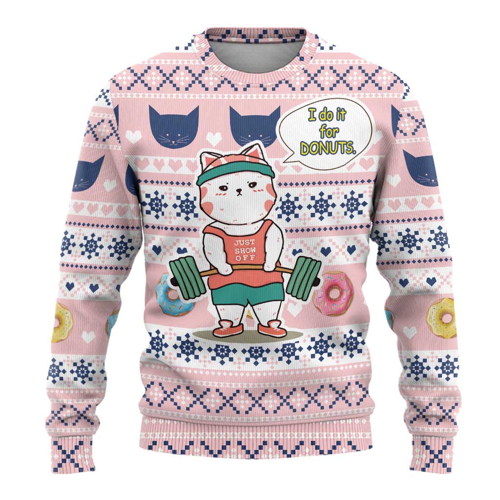 Cat I Do It For Donuts Christmas Ugly Christmas Sweater Xmas Holiday Patterns - Wonder Print Shop