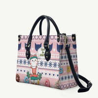 Cat I Do It For Donuts Christmas Leather Bag Xmas Holiday Patterns - Wonder Print Shop