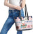 Cat I Do It For Donuts Christmas Leather Tote Bag Xmas Holiday Patterns - Wonder Print Shop