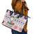 Cat I Do It For Donuts Christmas Leather Tote Bag Xmas Holiday Patterns - Wonder Print Shop