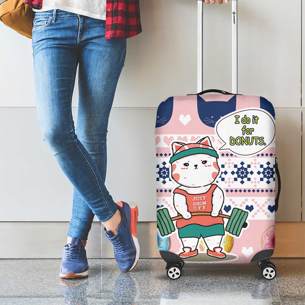 Cat I Do It For Donuts Christmas Luggage Cover Xmas Holiday Patterns - Wonder Print Shop