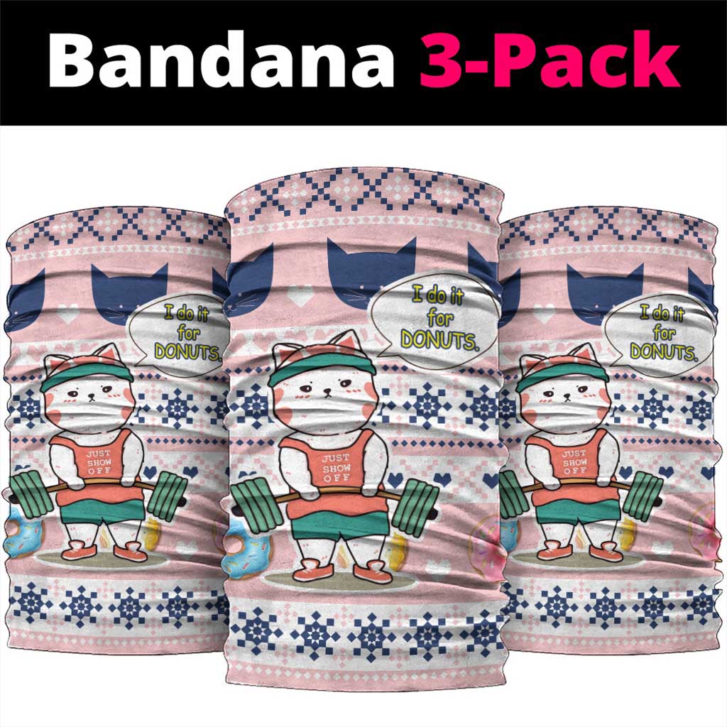 Cat I Do It For Donuts Christmas Neck Gaiter Xmas Holiday Patterns - Wonder Print Shop