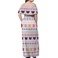 Cat I Do It For Donuts Christmas Off Shoulder Maxi Dress Xmas Holiday Patterns - Wonder Print Shop