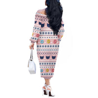 Cat I Do It For Donuts Christmas Off The Shoulder Long Sleeve Dress Xmas Holiday Patterns - Wonder Print Shop