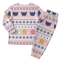 Cat I Do It For Donuts Christmas Pajama Set Xmas Holiday Patterns - Wonder Print Shop