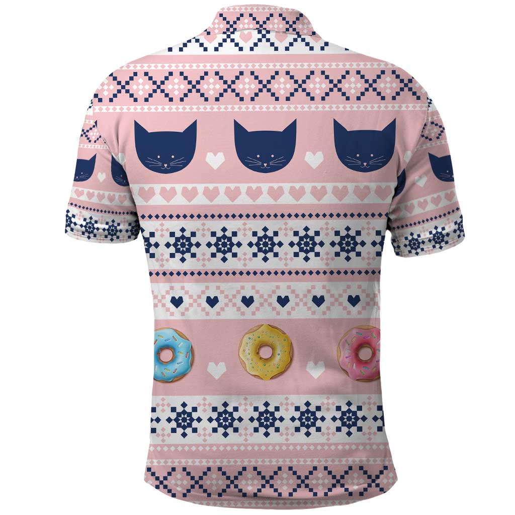 Cat I Do It For Donuts Christmas Polo Shirt Xmas Holiday Patterns - Wonder Print Shop