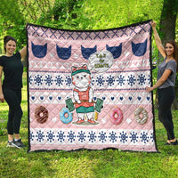 Cat I Do It For Donuts Christmas Quilt Xmas Holiday Patterns - Wonder Print Shop