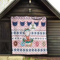 Cat I Do It For Donuts Christmas Quilt Xmas Holiday Patterns - Wonder Print Shop