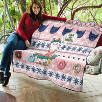 Cat I Do It For Donuts Christmas Quilt Xmas Holiday Patterns - Wonder Print Shop