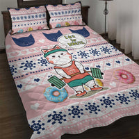Cat I Do It For Donuts Christmas Quilt Bed Set Xmas Holiday Patterns - Wonder Print Shop