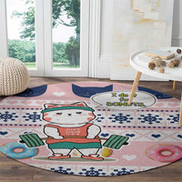 Cat I Do It For Donuts Christmas Round Carpet Xmas Holiday Patterns - Wonder Print Shop