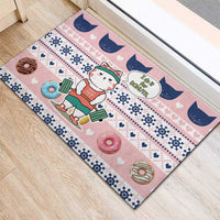 Cat I Do It For Donuts Christmas Rubber Doormat Xmas Holiday Patterns - Wonder Print Shop