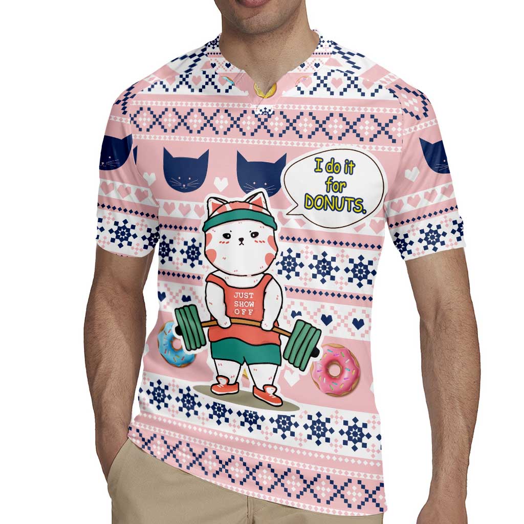 Cat I Do It For Donuts Christmas Rugby Jersey Xmas Holiday Patterns - Wonder Print Shop