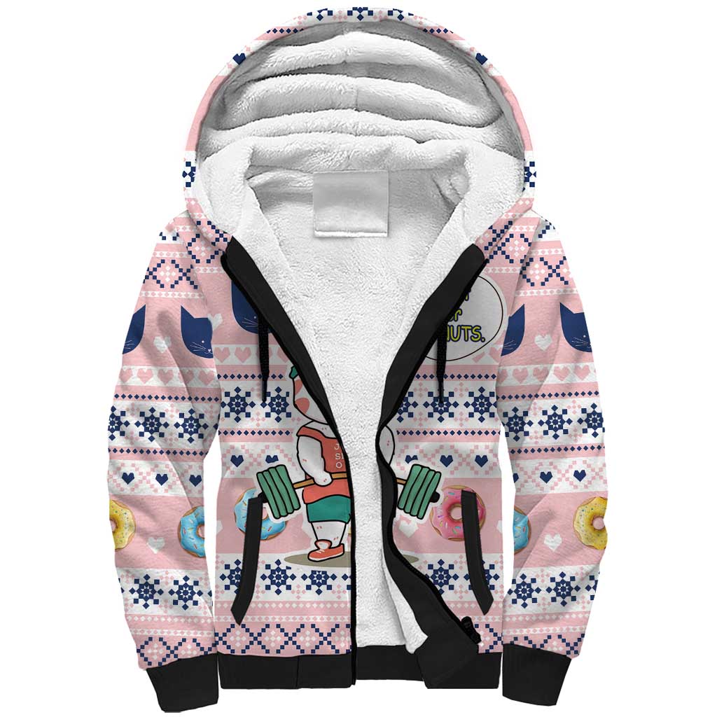 Cat I Do It For Donuts Christmas Sherpa Hoodie Xmas Holiday Patterns - Wonder Print Shop