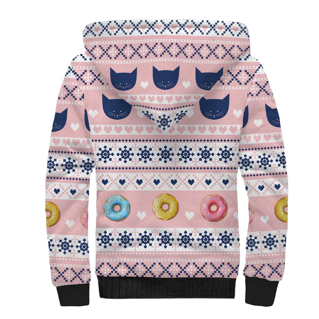 Cat I Do It For Donuts Christmas Sherpa Hoodie Xmas Holiday Patterns - Wonder Print Shop